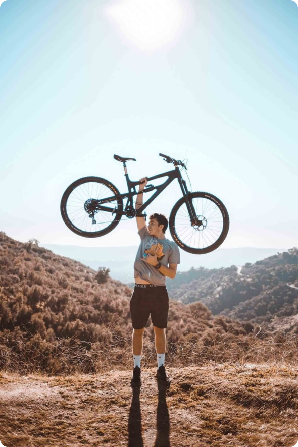 A man with a bicycle